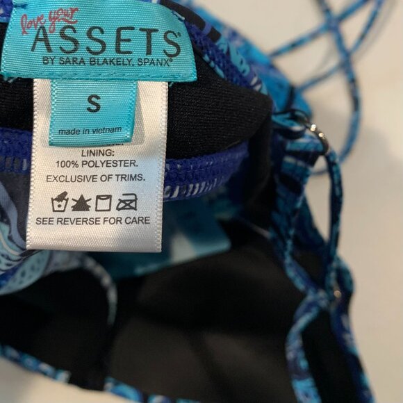 Assets Spanx Push Up Tankini Top Womens Sz S NEW Paisley Blue Slimming Vacation - Picture 9 of 12